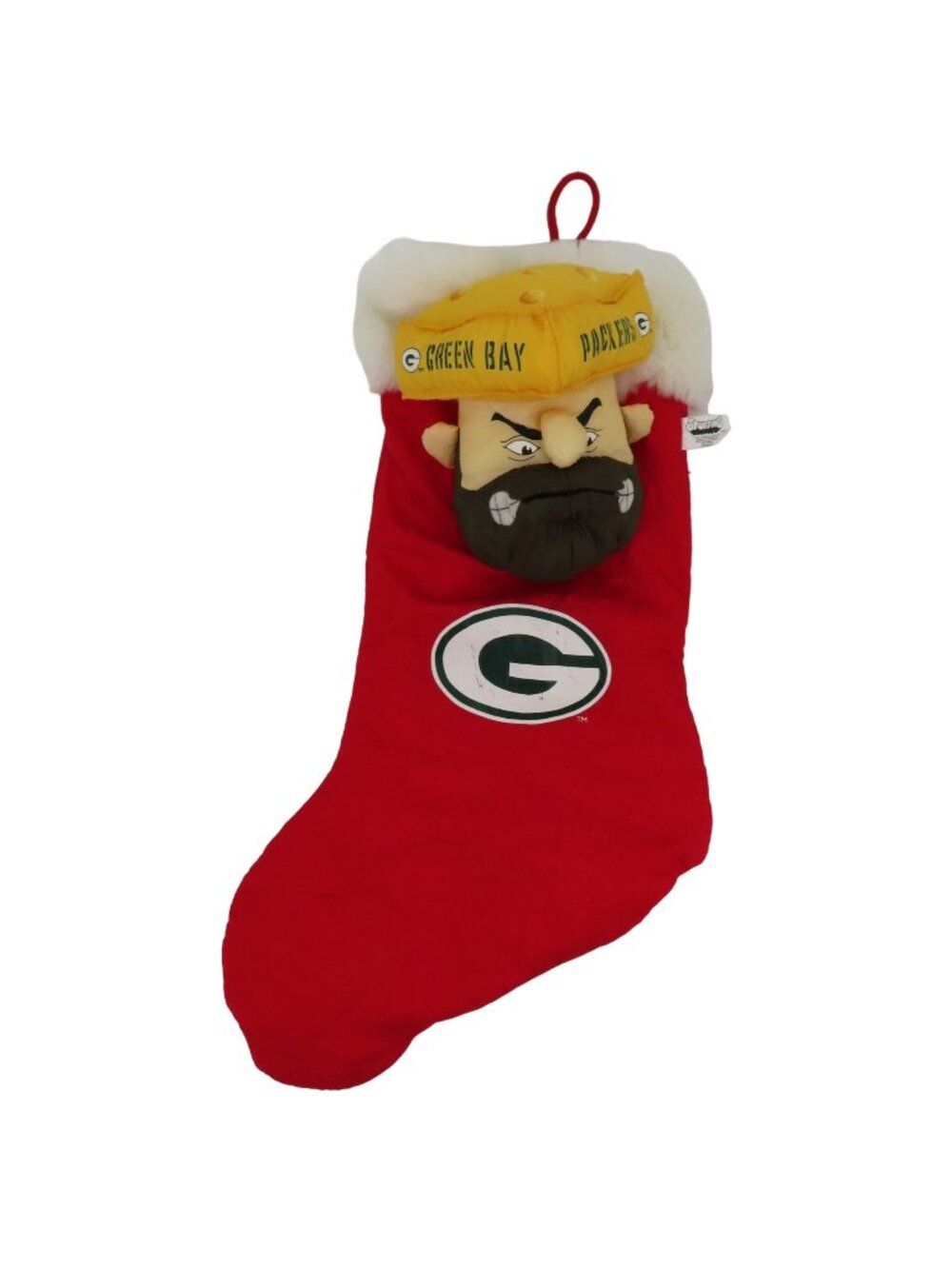 Stuffins Green Bay Packers Angry Cheesehead Plush Christmas Stocking 1998 1990s